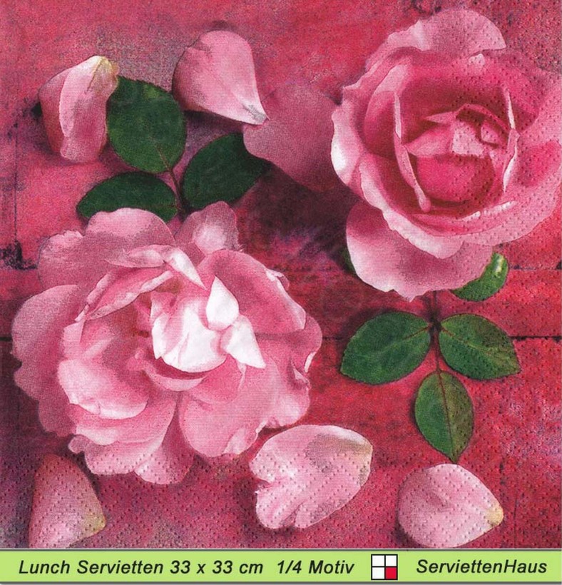 Rosen auf rot - 1 Lunch Serviette
